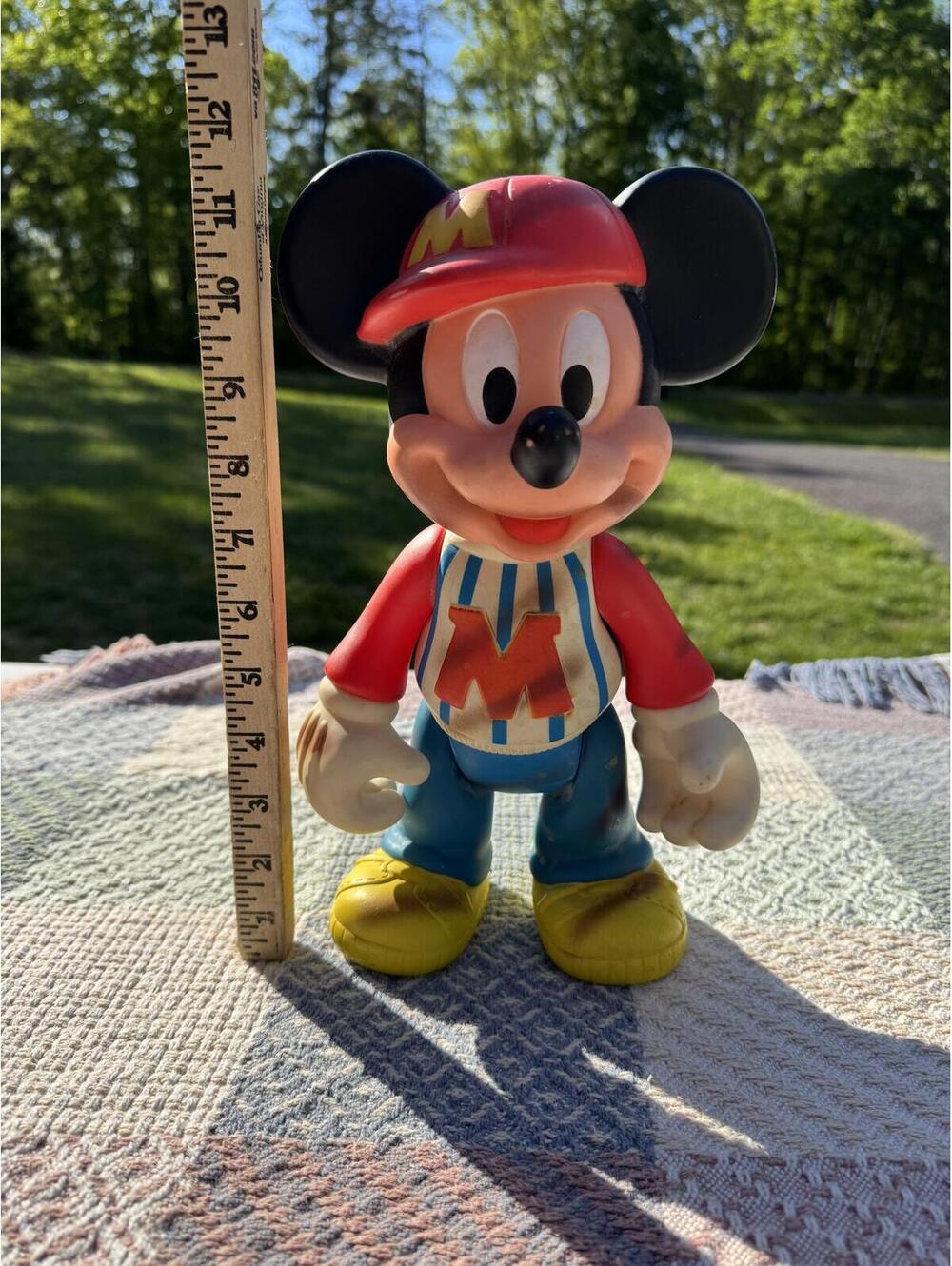 Vintage Mickey Mouse Vinyl Figure with Baseball Cap